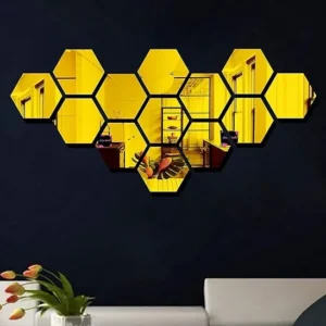 Golden Hexagon Acrylic Wall Decor